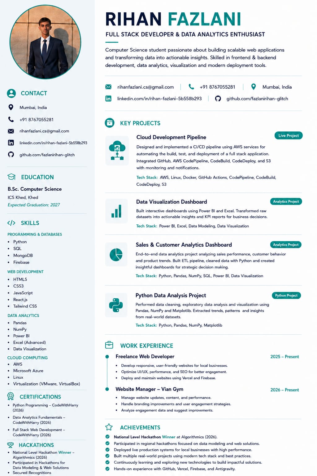 Rihan Fazlani Resume Preview